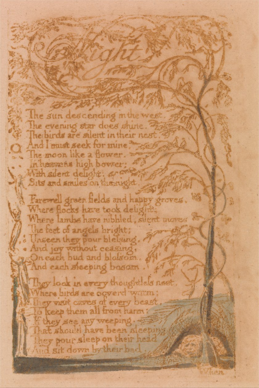 Az ártatlanság dalai, 16. lemez, Éjszaka (Bentley 20) alkotó: William Blake