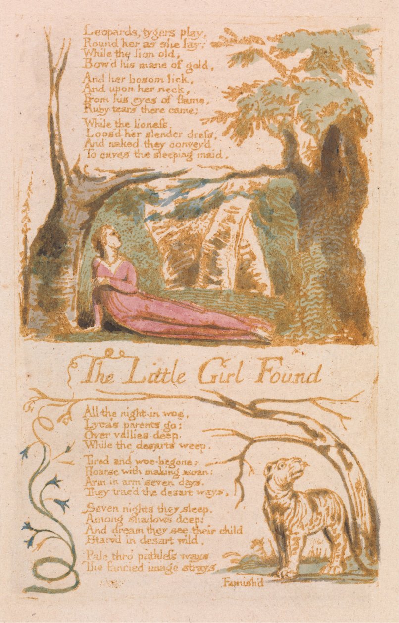 Az ártatlanság dalai, Plate 6, The Little Girl Found (Bentley 35) alkotó: William Blake
