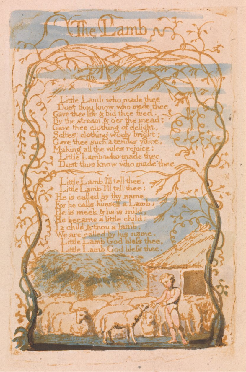 Az ártatlanság dalai, 8. lemez, A bárány (Bentley 8) alkotó: William Blake