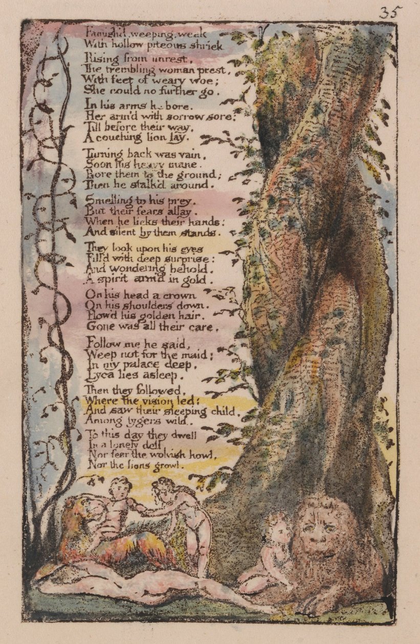 Az ártatlanság és a tapasztalat dalai, Tábla 35, A talált kislány (Bentley 36) alkotó: William Blake