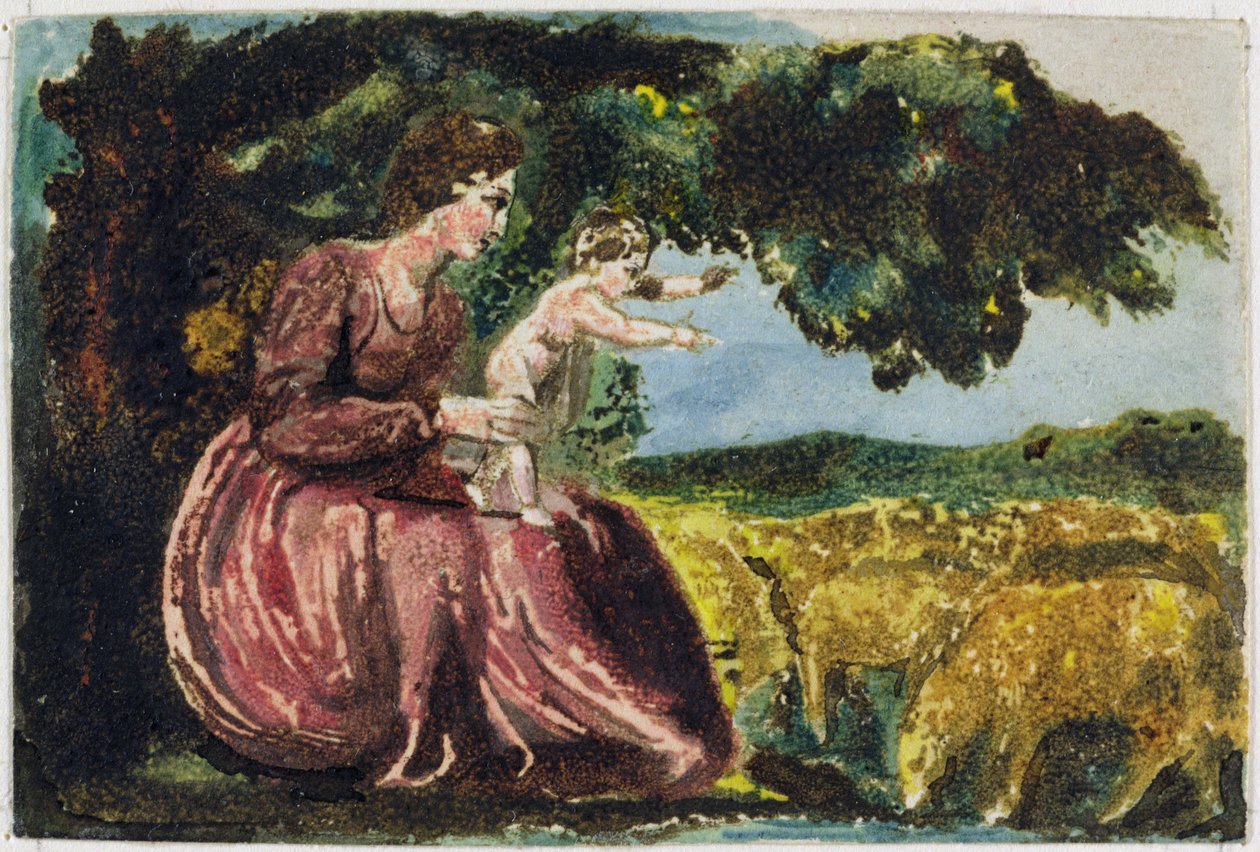 Tavasz, az Ártatlanság énekeiből, 1789 (színnyomásos domborművésés wc-vel, papíron) alkotó: William Blake
