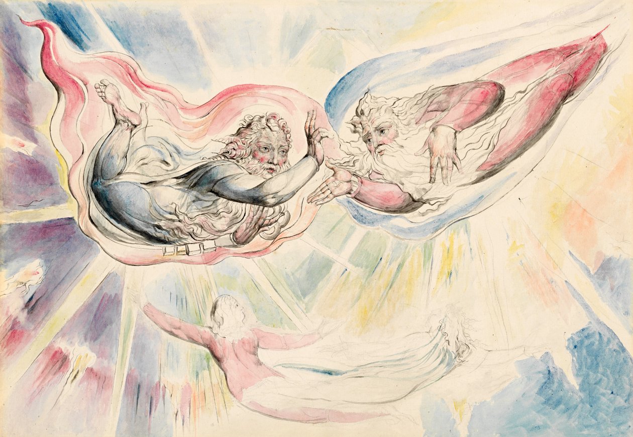 Szent Péter és Szent Jakab Dante és Beatrice társaságában alkotó: William Blake
