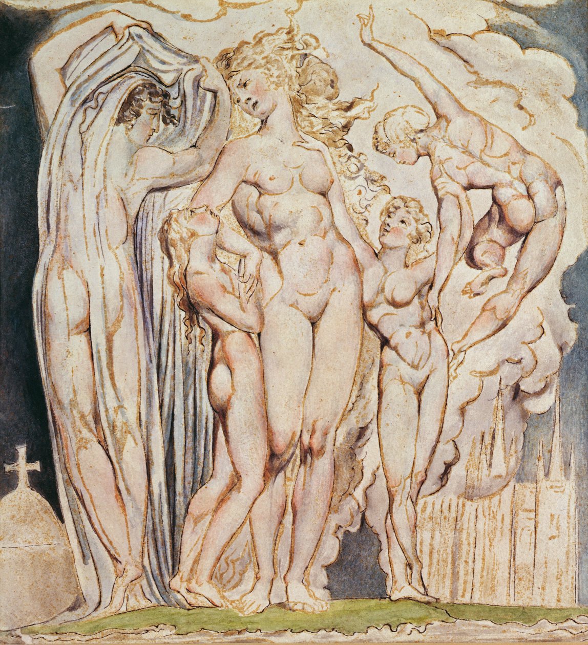 Tanulmány a „Leaning Against the Pillars...”-hoz, 32. tábla „Jeruzsálemből”, 1804-20 (toll és WC papíron) alkotó: William Blake