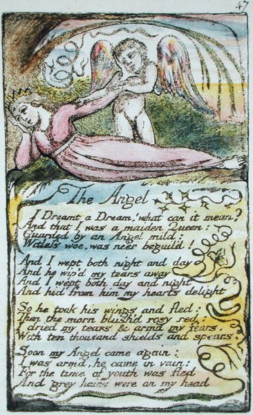 Az angyal, 47. lemez (Bentley 41) a Songs of Innocence and of Experience-ből (Bentley Copy L) 1789-94 (magas metszet tollal és WC-vel) alkotó: William Blake