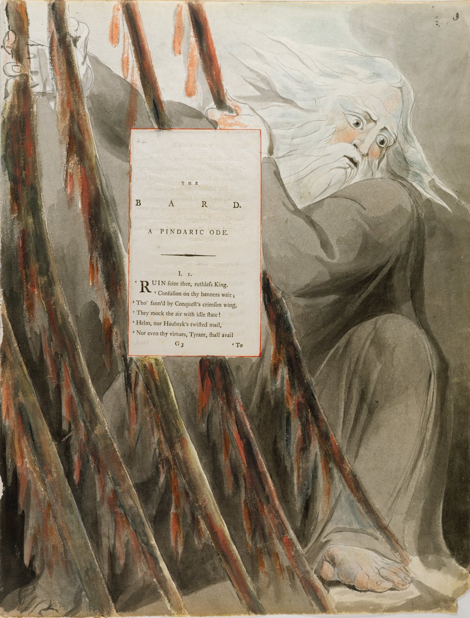 The Bard: A Pindaric Ode, a "The Poems of Thomas Gray"-ből, 1797-98 (wc és fekete tinta a papíron) alkotó: William Blake