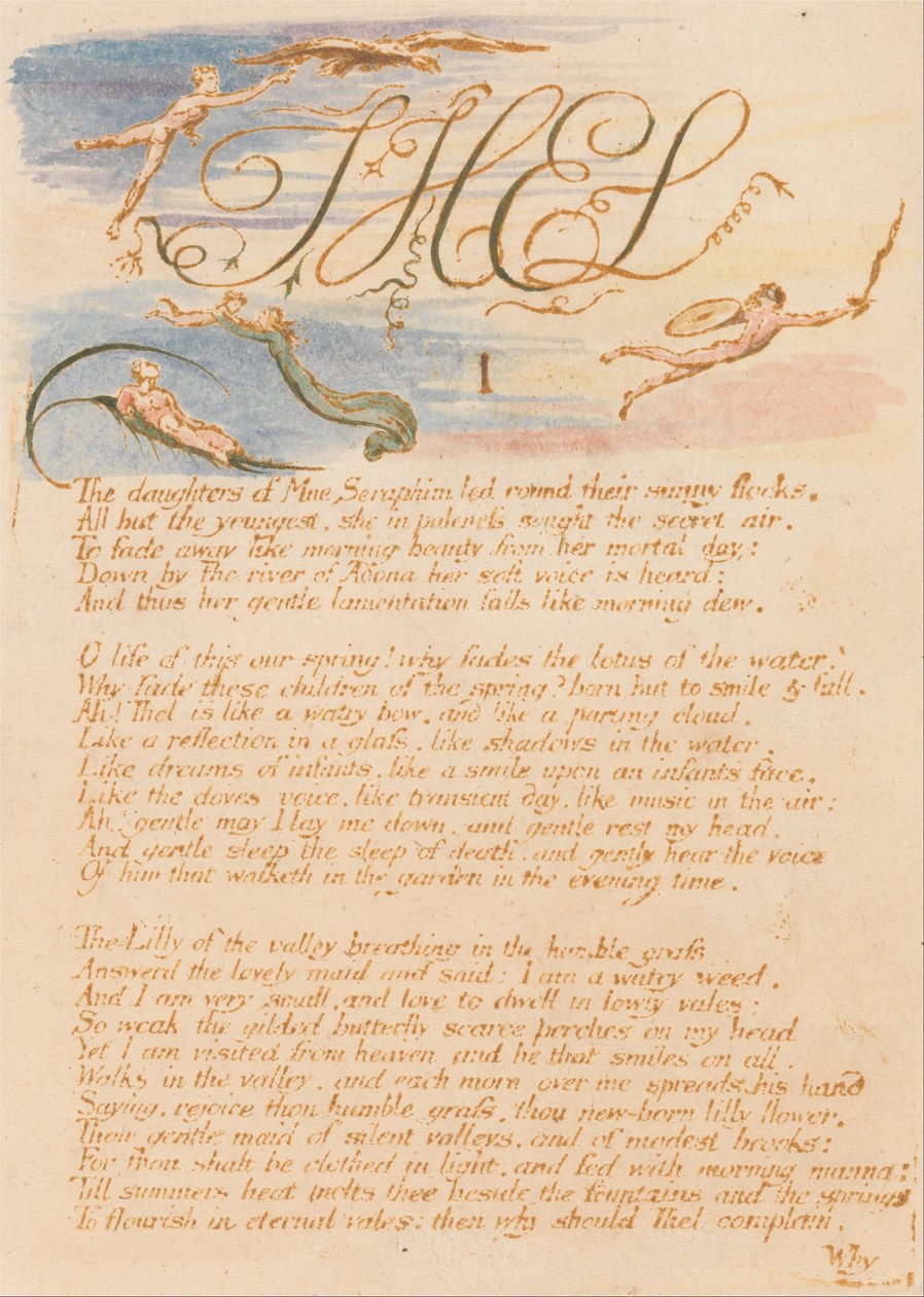 Thel könyve, 3. lemez, Thel, én, Mne Seraphim lányai. . . . alkotó: William Blake