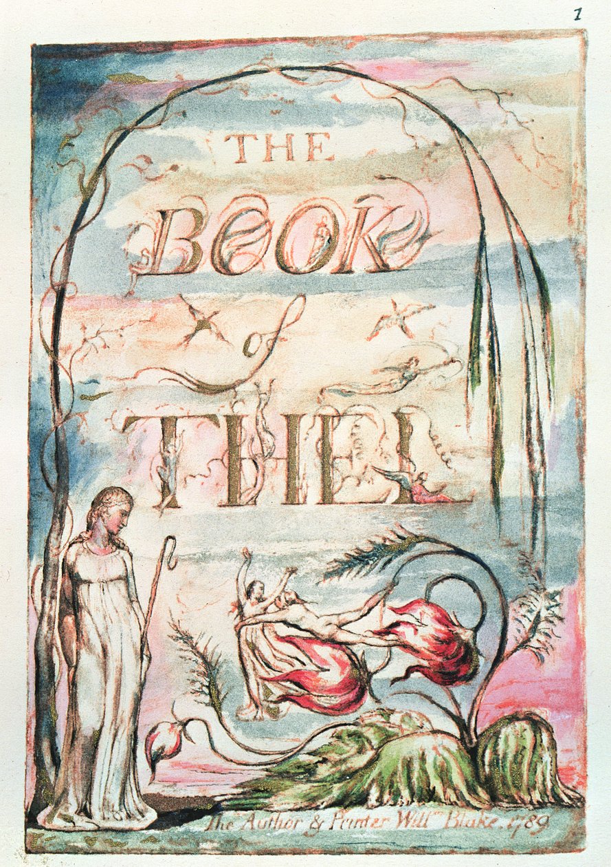Thel könyve; címlap, 1789 (dombormetszet és wc) alkotó: William Blake