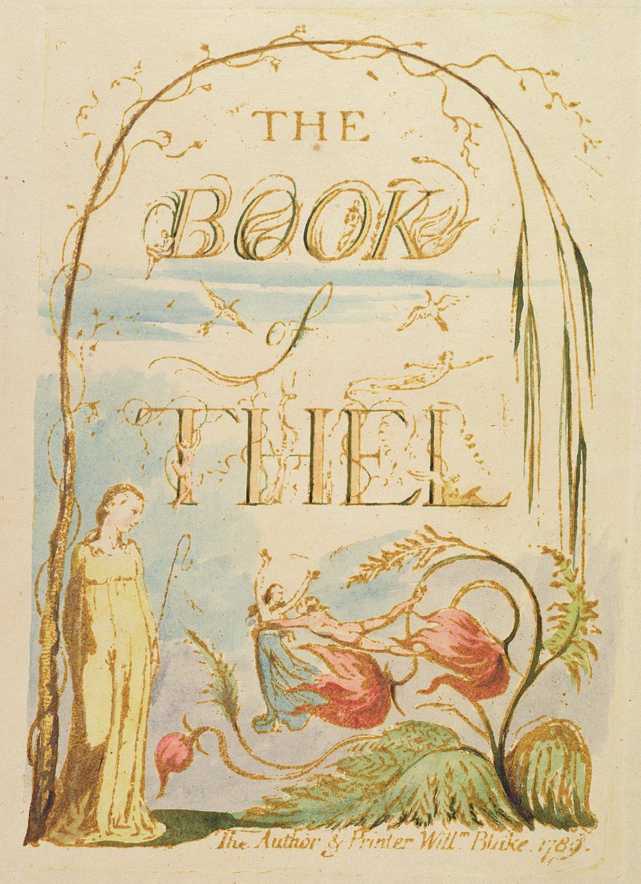 Thel könyve, 2. tábla (Címlap), 1789 (domborműves rézkarc tollal és WC-vel) alkotó: William Blake