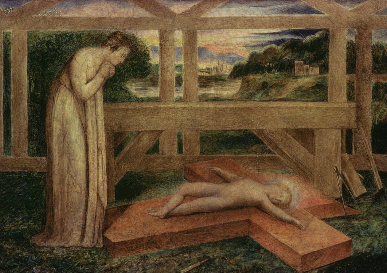 A kereszten alvó Krisztus-gyermek, 1799-1800 körül (tempera vásznon) alkotó: William Blake