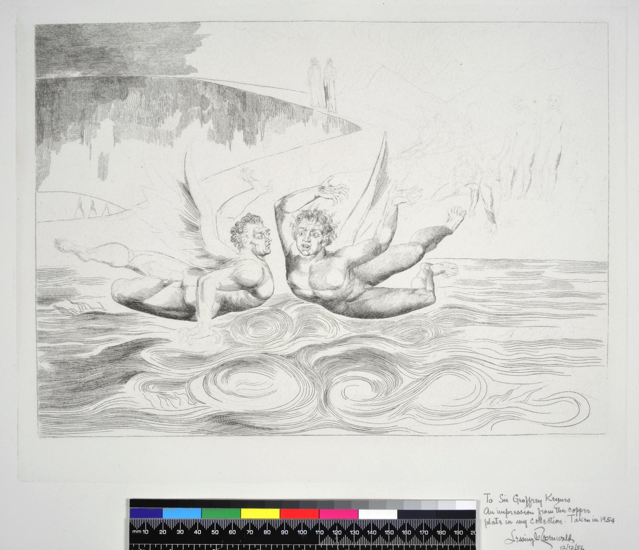 A korrupt tisztviselők köre: Az ördögök egymást marasztalják, XXII. ének, illusztráció Dante Alighieri „Isteni színjátékához”, 1954 alkotó: William Blake
