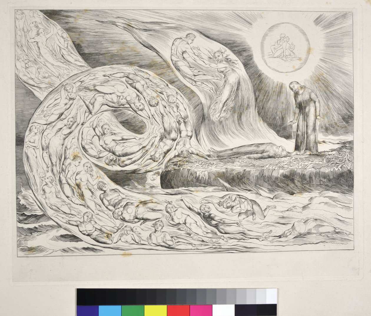 A Vágyók köre: Paolo és Francesca Inferno V, illusztráció Dante Alighieri „Isteni színjátékához”, 1827-38 alkotó: William Blake