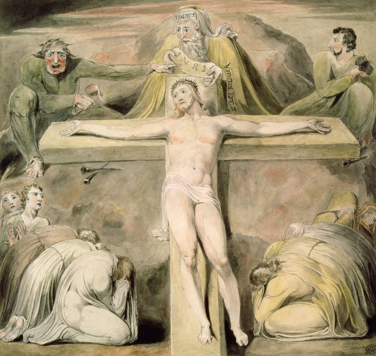 A keresztre feszítés (toll és mosás) alkotó: William Blake