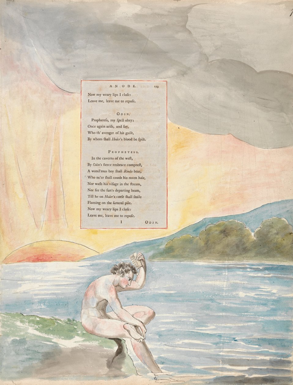 The Descent of Odin, 83. terv a Thomas Gray verseiből, 1797-98 (wc tollal és tintával papíron) alkotó: William Blake