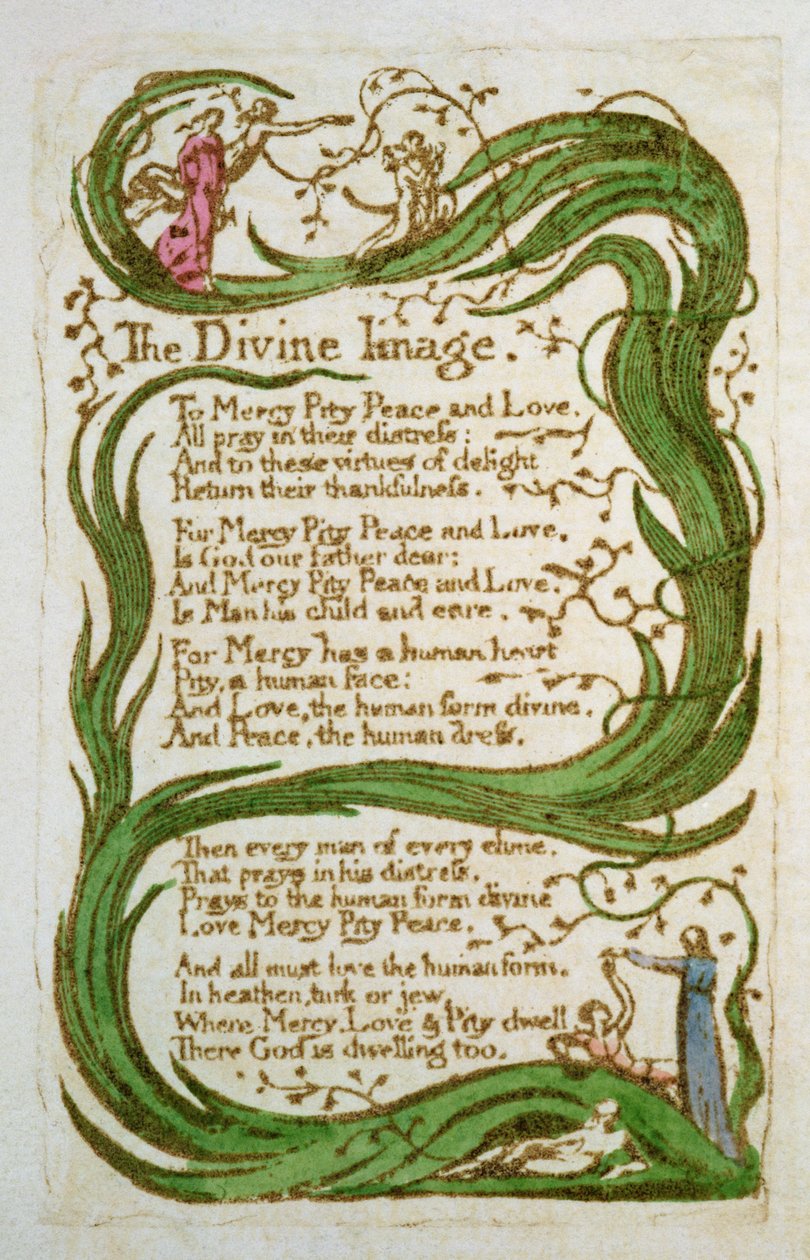 Az isteni kép az ártatlanság énekeiből, 1789 (színes rézkarc) alkotó: William Blake