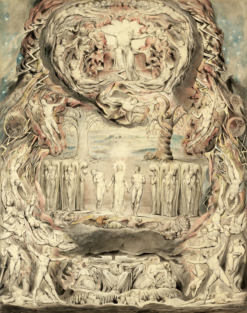 Az ember bukása (toll, tinta és wc papíron) alkotó: William Blake