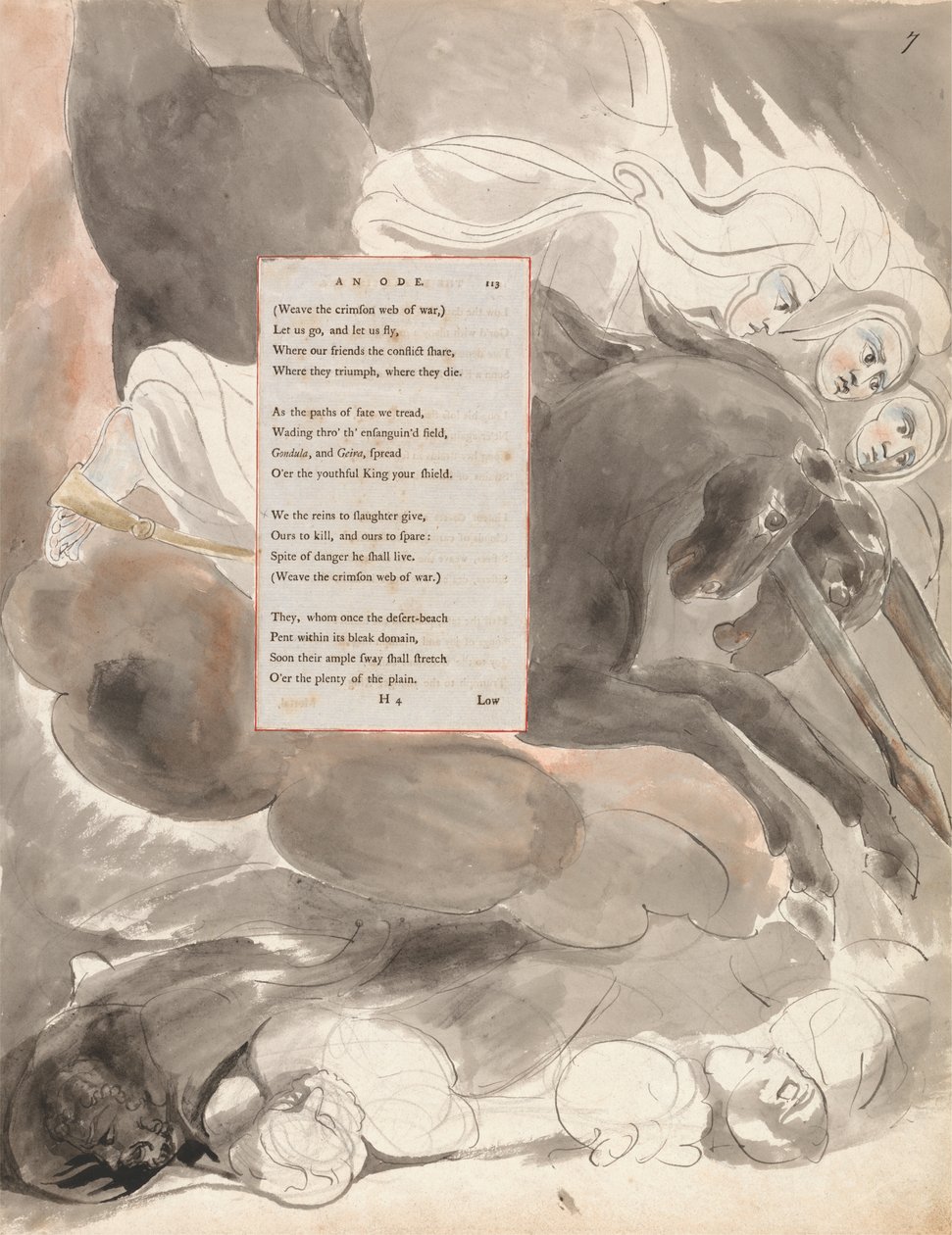 The Fatal Sisters, 63. terv Thomas Gray verseiből, 1797-98 (wc tollal és tintával papíron) alkotó: William Blake
