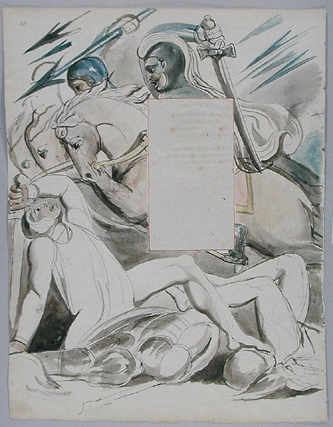 The Fatal Sisters, 76. terv a Thomas Gray verseiből, 1797-98 (wc tollal és tintával papíron) alkotó: William Blake
