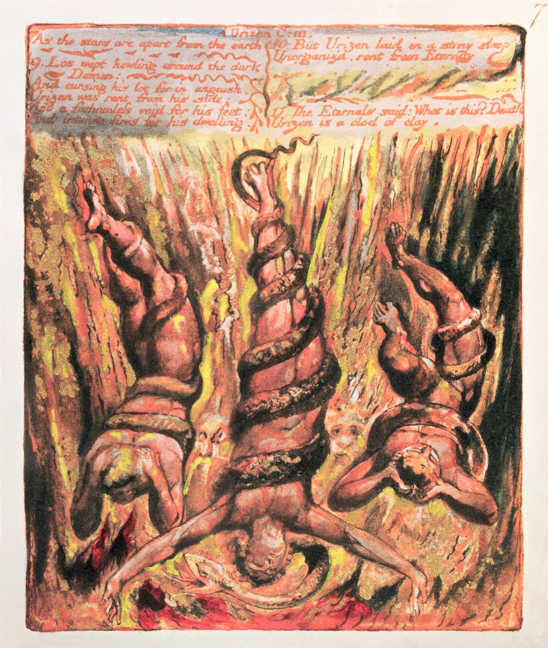 Urizen első könyve; Mivel a csillagok elkülönülnek a földtől, 1794 (színnyomásos domborművés) alkotó: William Blake