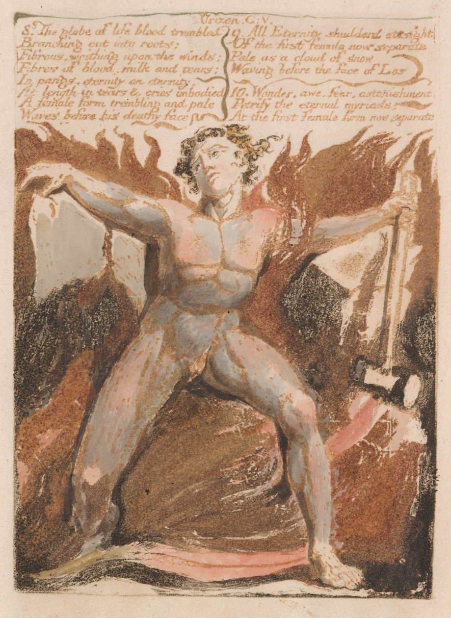 Urizen első könyve, 17., 8. lemez. Az élet földgömbje vér remegett ... (Bentley 18) alkotó: William Blake