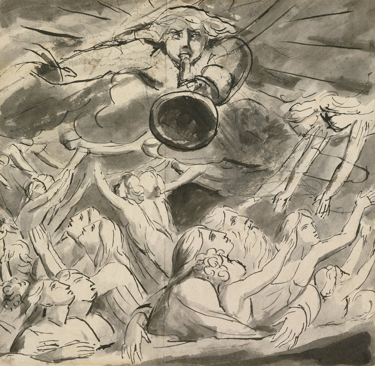 Az utolsó trombita (toll és tinta mosással papíron) alkotó: William Blake