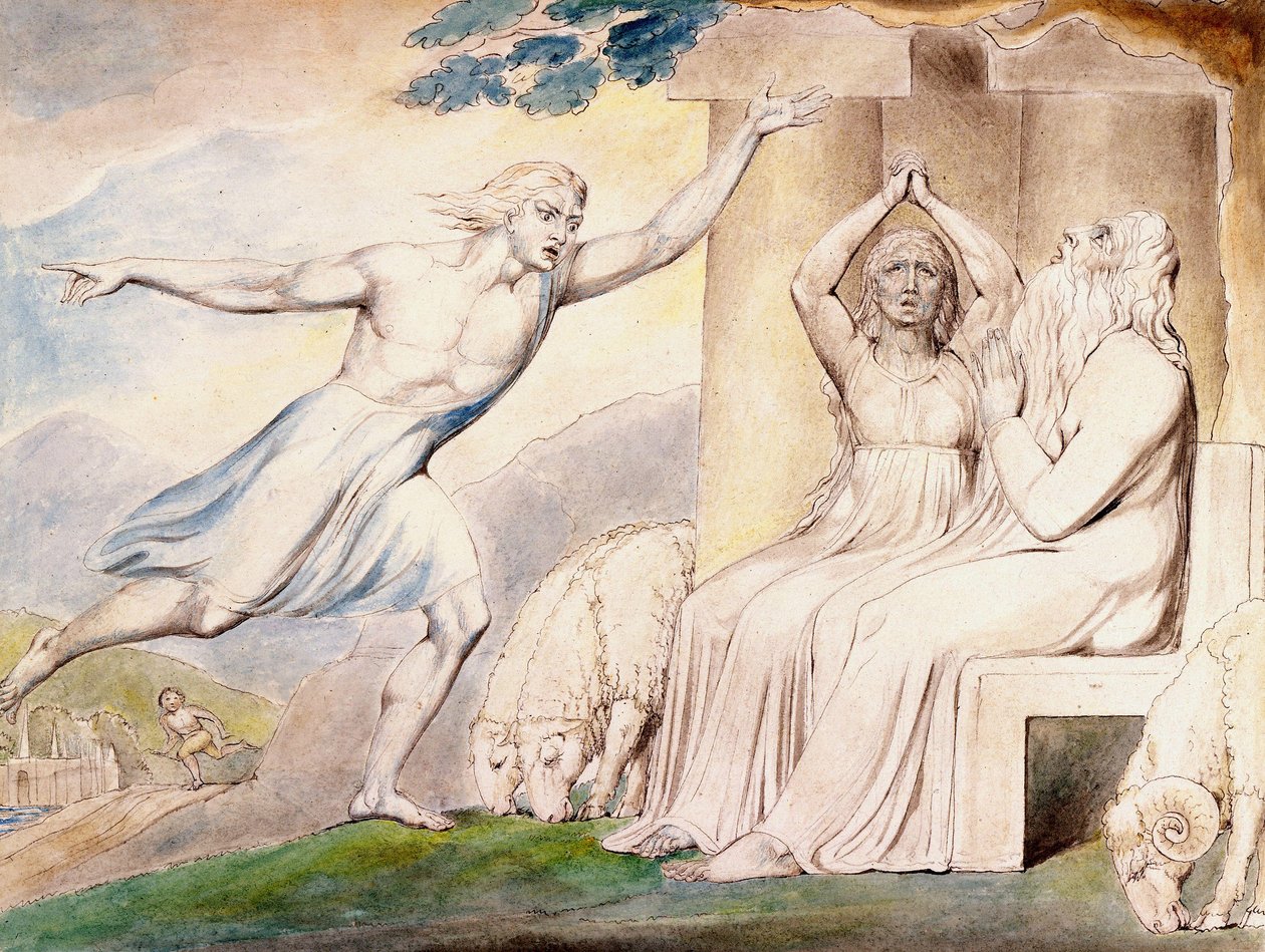 A hírvivők elmondják Jóbnak szerencsétlenségeit alkotó: William Blake