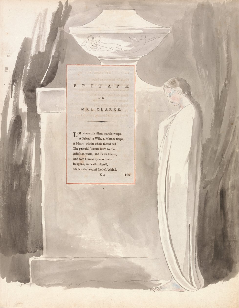 Thomas Grey versei, Design 103, Epitaph Mrs. Clarke. alkotó: William Blake