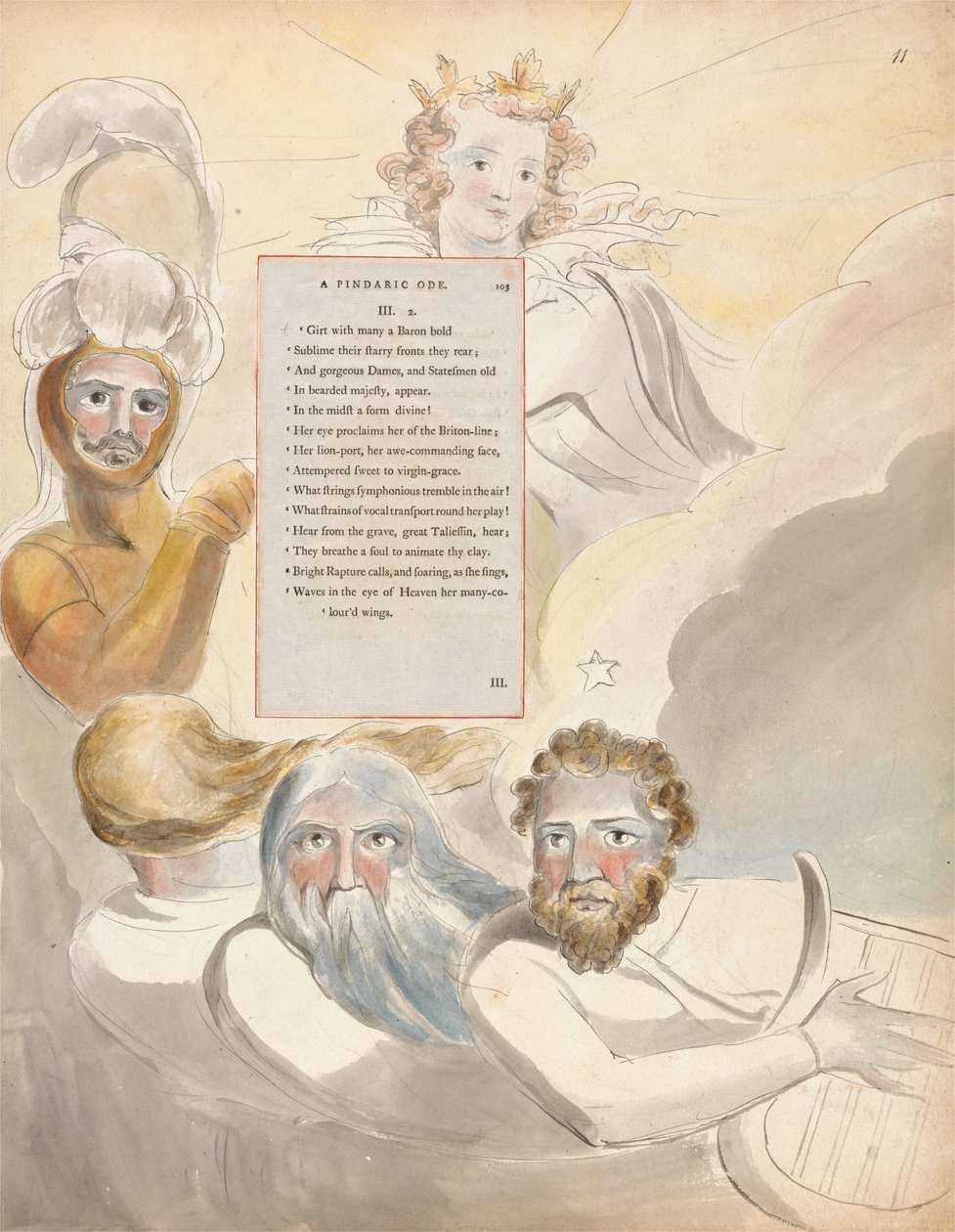 Thomas Grey versei, Design 63, The Bard. alkotó: William Blake