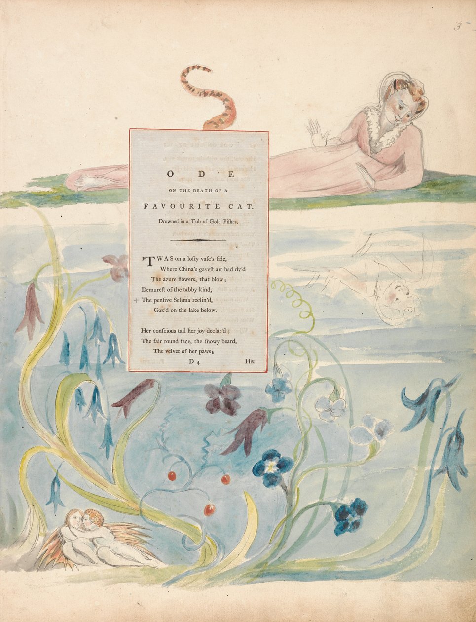Thomas Grey versei, 9. tervezés, Óda egy kedvenc macska haláláról. alkotó: William Blake