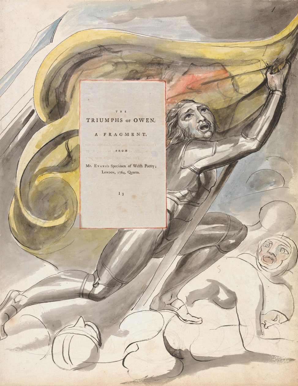 The Triumphs of Owen, Design 87 a The Poems of Thomas Gray, 1797-98 (wc tollal és tintával papíron) alkotó: William Blake