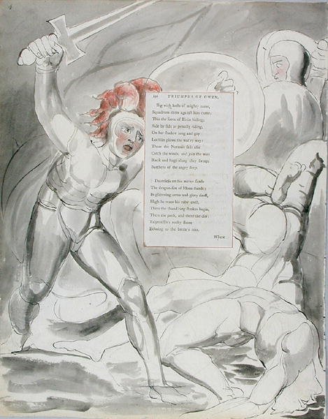The Triumphs of Owen, 90. terv Thomas Gray verseiből, 1797-98 (wc tollal és tintával, papír) alkotó: William Blake