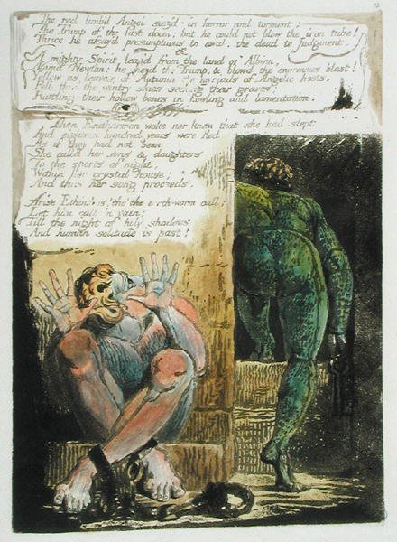 A vörös végtag Angel..., 15-ös lemez Európából. Egy prófécia, 1794 (domborműves rézkarc sötétbarnával, wc-vel és olajjal, papírra nyomtatva) alkotó: William Blake