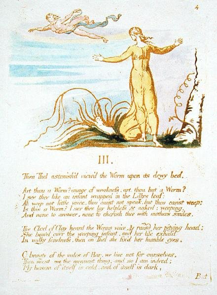 Azután Az elképedt..., 6. tábla a Thel könyvéből, 1789 (kézzel színezett domborműves tollal és WC-vel papíron) alkotó: William Blake