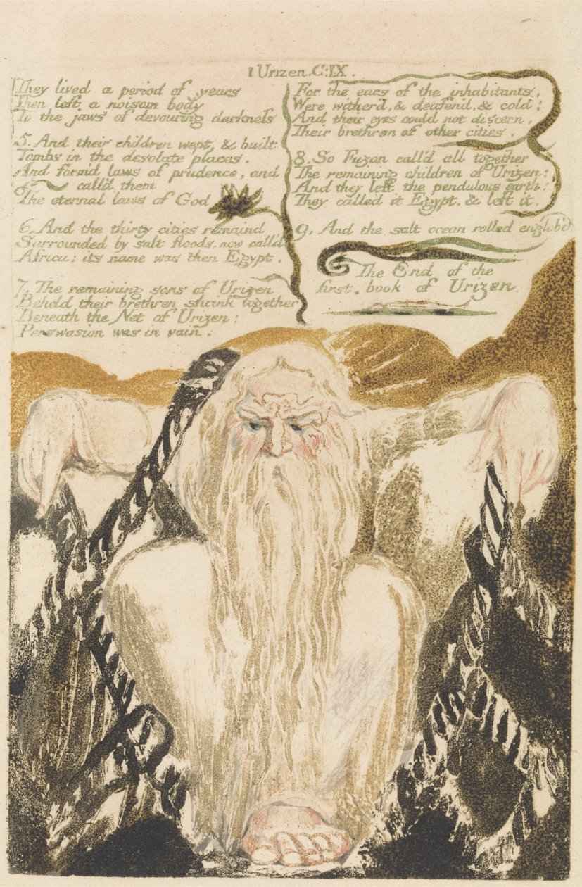 Évekig éltek, 25. lemez az Urizen első könyvéből, 1794 (domborműves metszet wc-vel) alkotó: William Blake