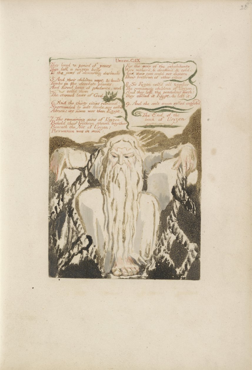 Évekig éltek..., 27. lemez az Urizen első könyvéből, 1794 (színnyomott domborműves tintával és wc-vel papíron) alkotó: William Blake