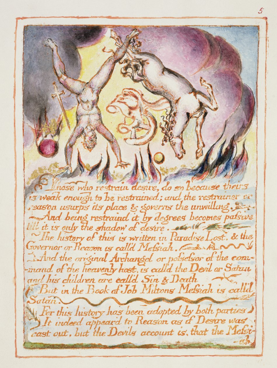 Akik visszatartják a vágyat..., illusztráció és szöveg a Menny és a Pokol házasságából, 1790-3. alkotó: William Blake