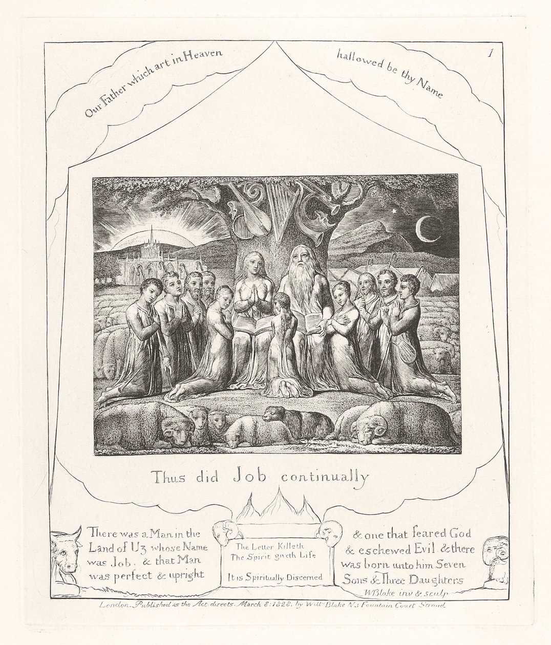 Így tett Jób folyamatosan, 1825-ben alkotó: William Blake