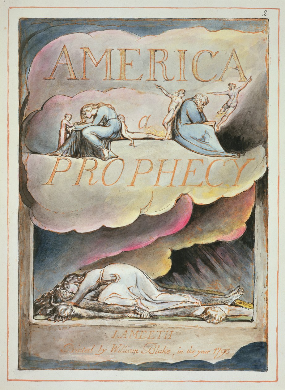 Címlap Amerikába, egy prófécia, 1793 (dombormű-rézkarc és wc papíron) alkotó: William Blake
