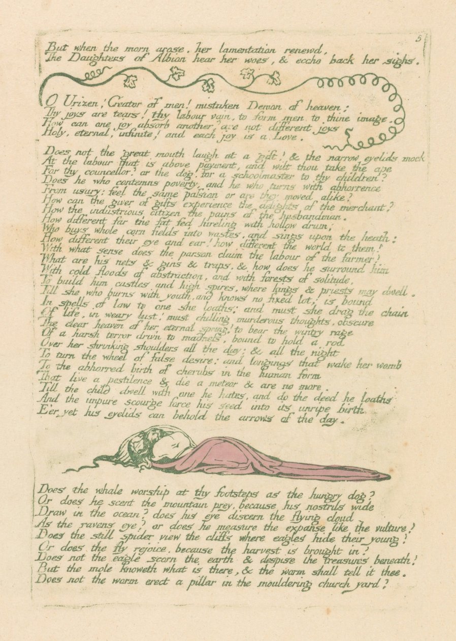 Látomások Albion leányairól, 8. tábla, De amikor a reggel felkelt. . . . alkotó: William Blake