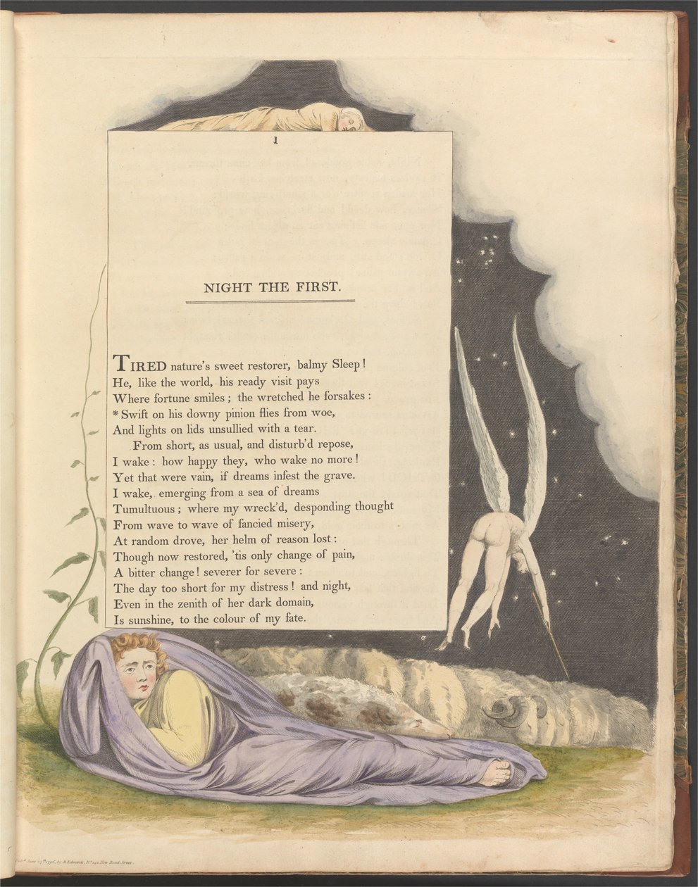 A fiatalok éjszakai gondolatai, 1. oldal, Swift a pelyhes fogaskerékén repül a jaj alkotó: William Blake