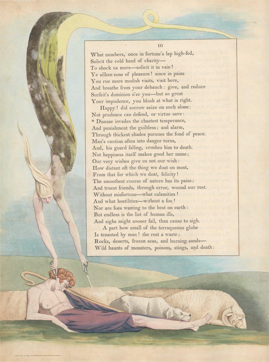 Fiatal éjszakai gondolatok, 10. oldal, Betegség támadja meg a fenséges mérsékletet alkotó: William Blake
