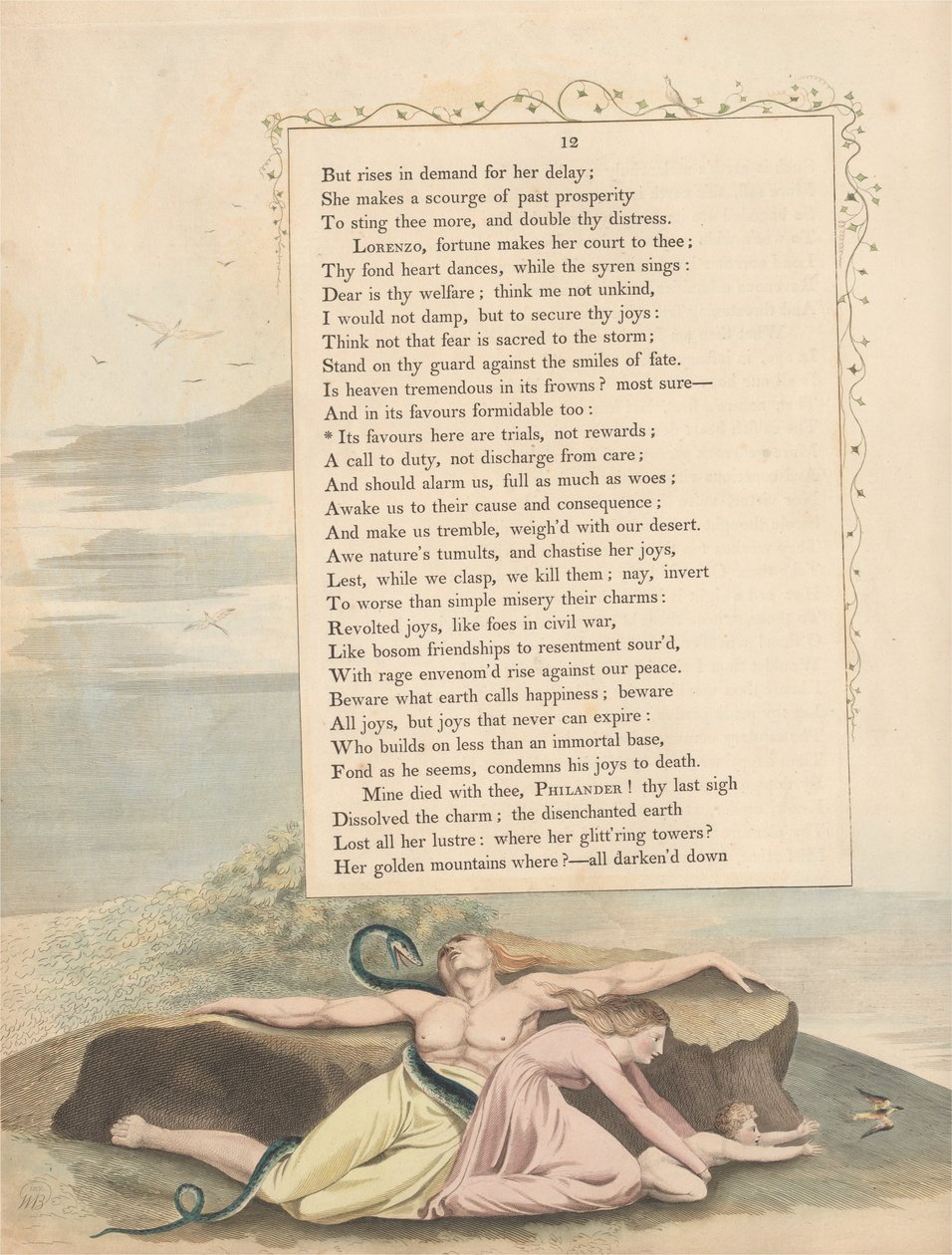 Fiatalok éjszakai gondolatai, 12. oldal, kegyei itt próbák, nem jutalmak alkotó: William Blake