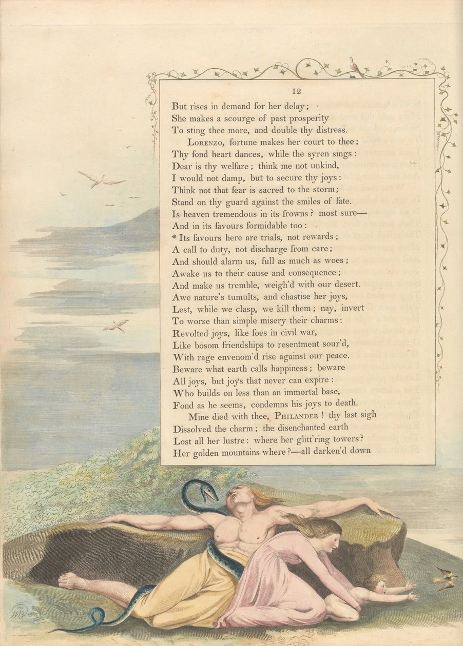 Fiatalok éjszakai gondolatai, 12. oldal, Kedvencei itt a próbák, nem a jutalmak alkotó: William Blake