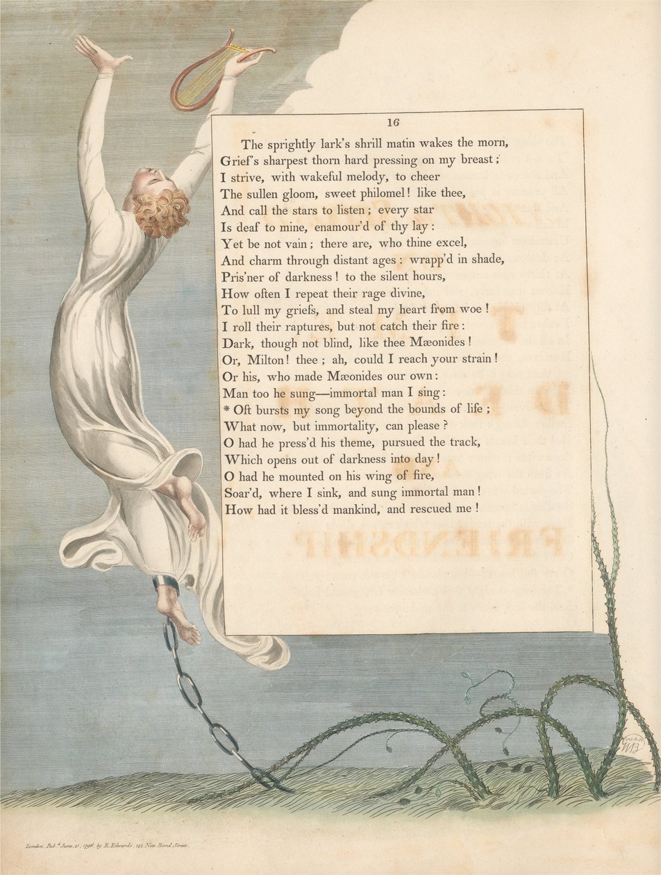 Fiatalok éjszakai gondolatai, 16. oldal, Gyakran felszakítja a dalomat az élet határain túl alkotó: William Blake