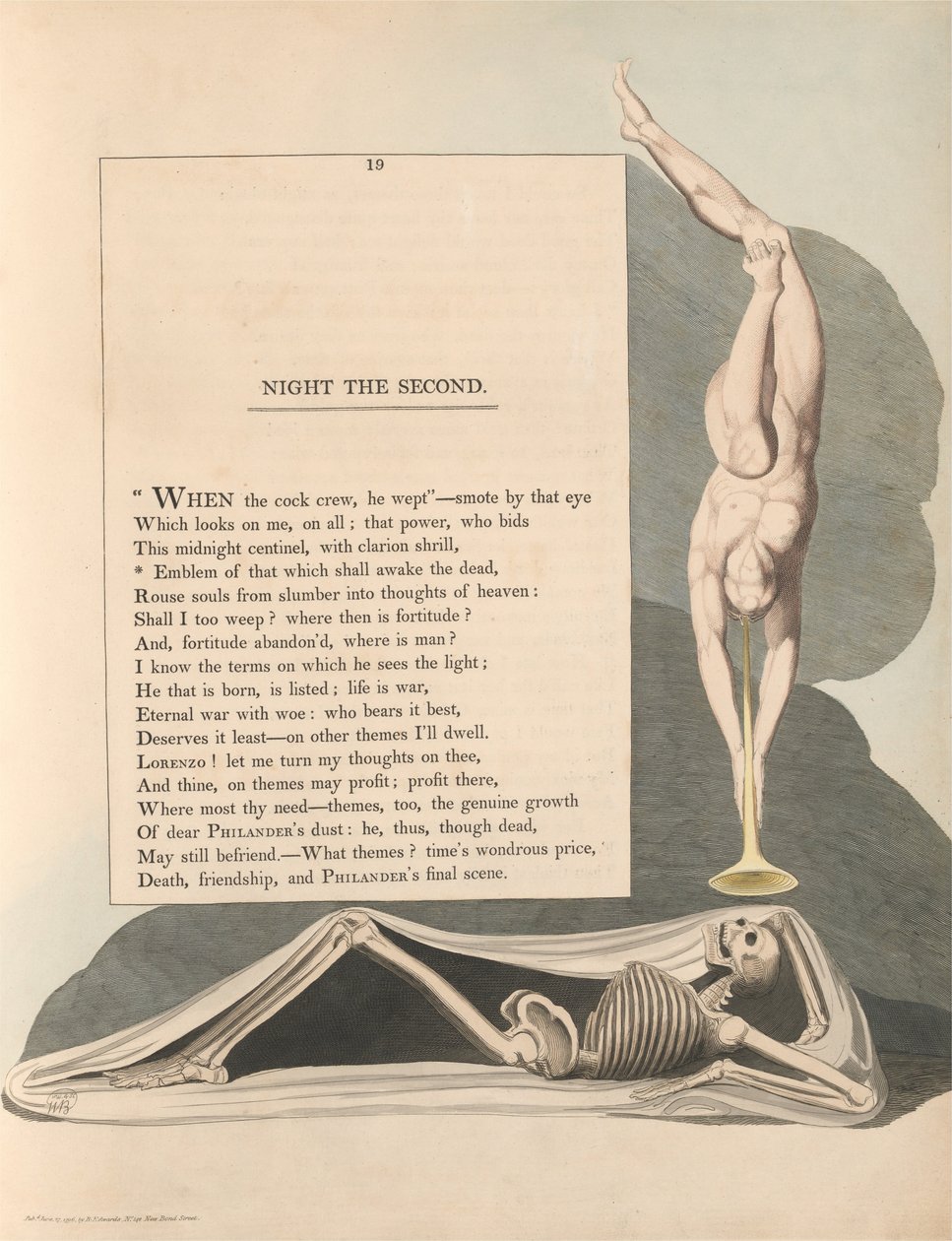Fiatalok éjszakai gondolatai, 19. oldal, annak emblémája, ami felébreszti a halottakat alkotó: William Blake