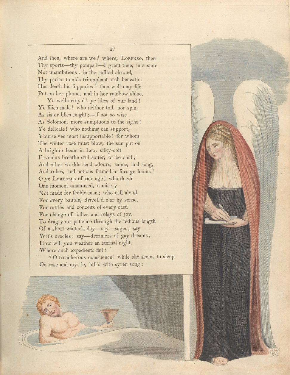 Fiatal éjszakai gondolatok, 27. oldal, az áruló lelkiismeretről! alkotó: William Blake