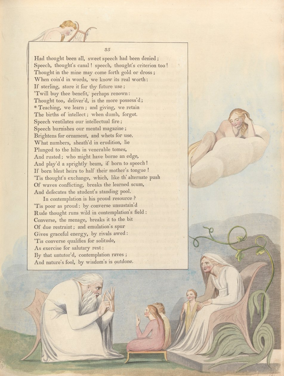 Fiatalok éjszakai gondolatai, 35. oldal, Tanítás, tanulunk; és adni, megtartjuk alkotó: William Blake