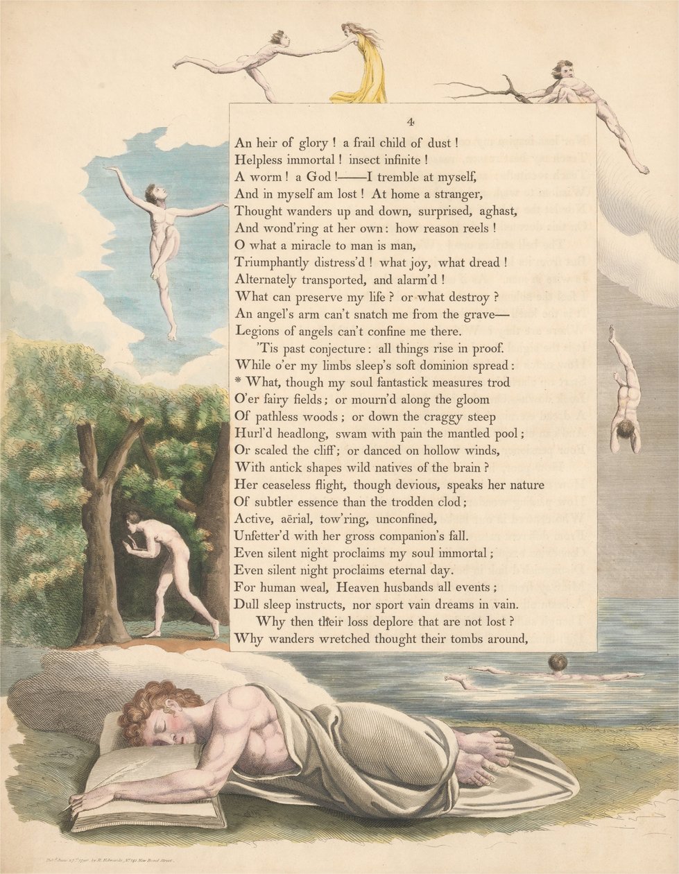 Fiatalok éjszakai gondolatai, 4. oldal, Mi, bár a lelkem fantasztikus mérései Trod alkotó: William Blake