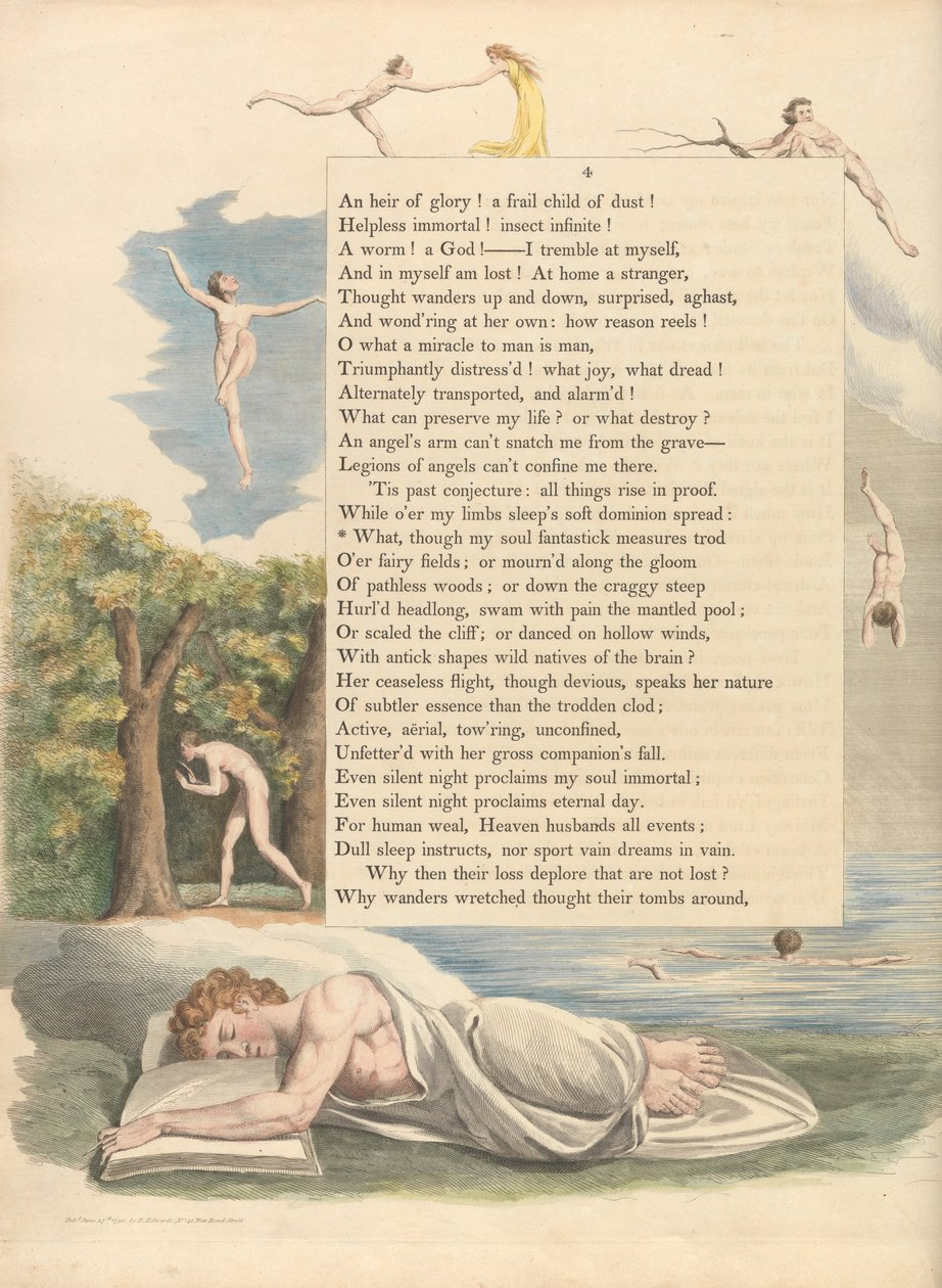 Fiatalok Éjszakai gondolatai, 4. oldal, Mit, bár a lelkem fantasztikusan méri a lépést alkotó: William Blake