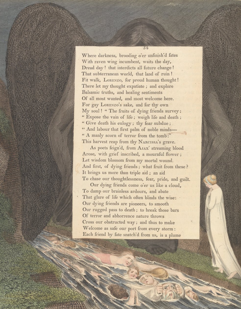 Fiatalok éjszakai gondolatai, 54. oldal, A halál völgye! hogy hushd cimmeri völgy alkotó: William Blake