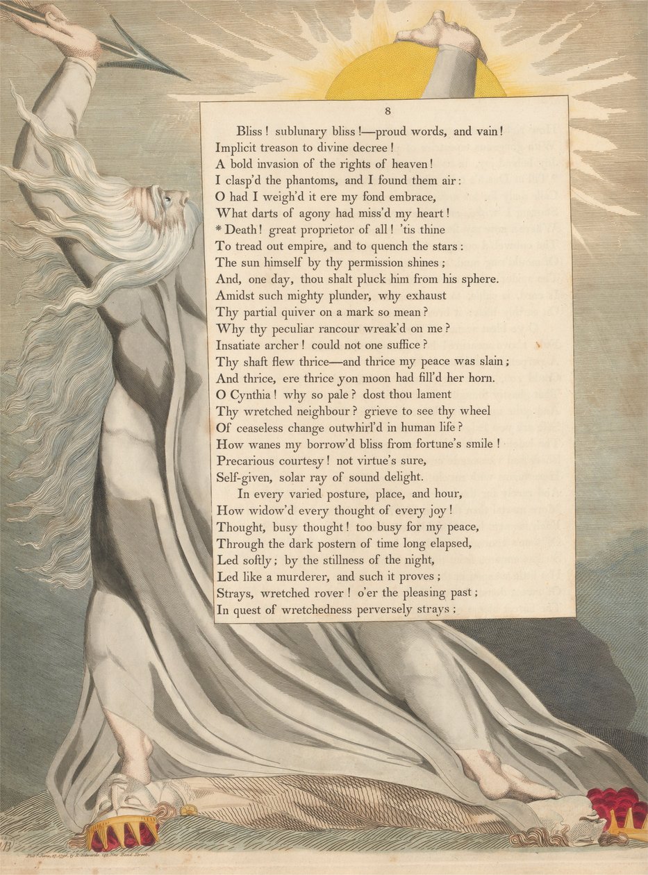 Fiatalok éjszakai gondolatai, 8. oldal, Halál! Mindennek nagy tulajdonosa! alkotó: William Blake